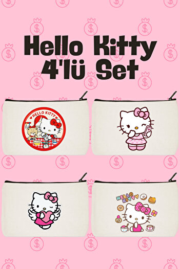 designedfy Hello Kitty Набір 2 з принтом 4-х частинний косметичка, пенал, гаманець
