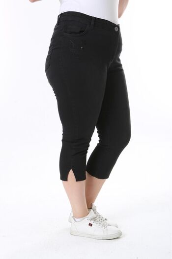 EYLÜL BUTİK Large Size Women's Jeans Pocket - Leg Split and Embroidery Detail