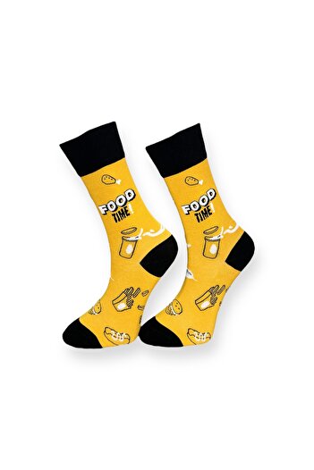 Mevo Yellow Unisex Flexible Cotton Patterned Socks