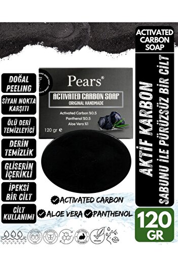 Pears Original Pure and Soft Soap 100gr + Activated Carbon Soap with Glycerin 120gr