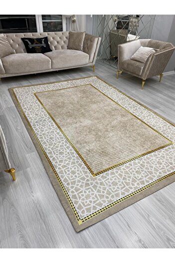 ALLGELSİN Büyük Beden Halı Örtüsü 9m² Ebat 250x350cm Dokuz Metrekare Yıkanabilir Halı Kılıfı Çizgili Örtü