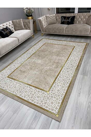 ALLGELSİN Büyük Beden Halı Örtüsü 9m² Ebat 250x350cm Dokuz Metrekare Yıkanabilir Halı Kılıfı Çizgili Örtü