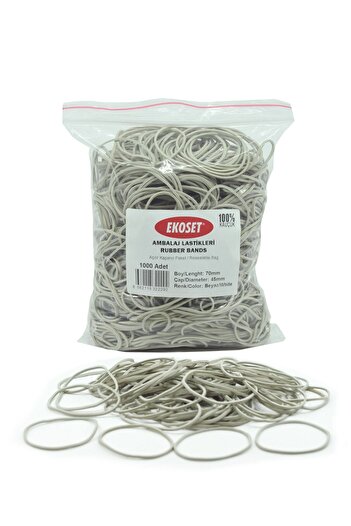 ekoset White Pack Packaging Money Rubber 1000 Pieces 70mm