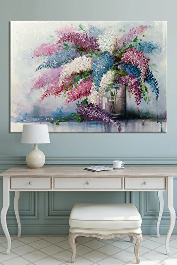 Morfil Sanat Atölyesi Lilac Hyacinth Oil Painting Look Canvas Print