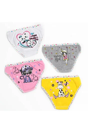 Tutku Girl's Elastane Back Printed Bato Panties 0833 - 12 Pieces