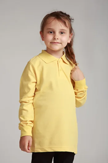 Dragora Long Sleeve Polo Neck Yellow Combed Cotton