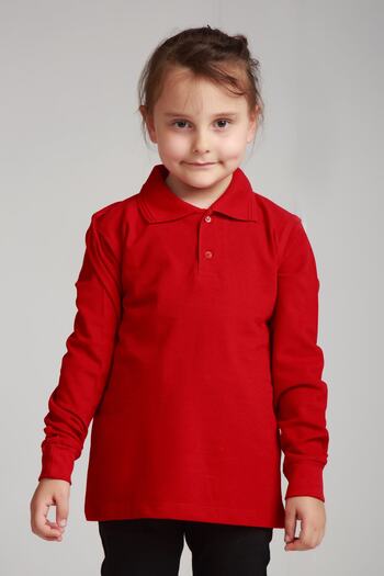 Dragora Long Sleeve Polo Neck Red Combed Cotton