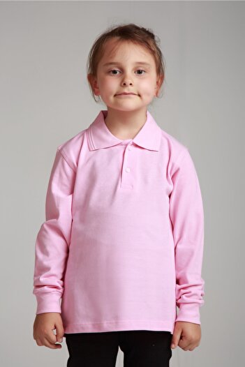 Dragora Uzun Kollu Polo Yaka Pembe Penye