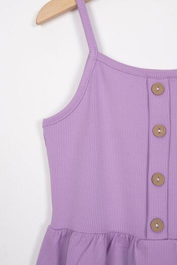 zepkids Lilac Girl's Shorts Set - Button Detailed