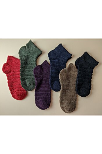 SOYTEMİZ Women's Reverse Towel Booties Socks Combed Cotton Soft 6 Pairs