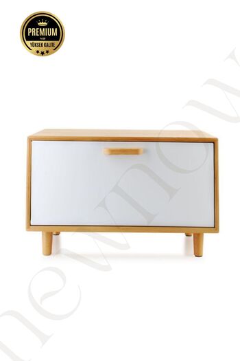 NEWNOW Mira Bamboo Bread Box - Countertop Cabinet Basket