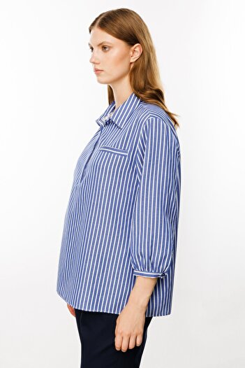 Mi Pret a Porter Half ButtoneD Mi Shirt Collar Blouse