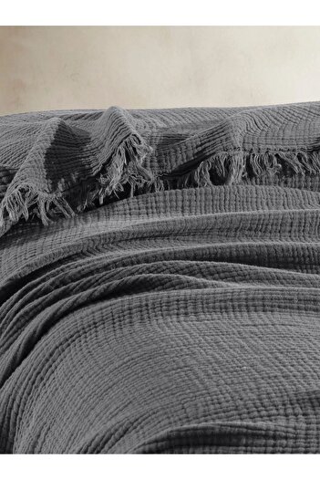 OTEXSA Anthracite 4 Layer Muslin Bedspread/Pike (200 X 220)