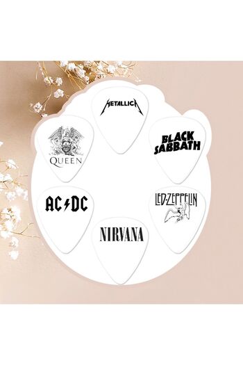 cantekin 6 Adet Gitar Penası Metallica Adcd Led-zeppelin Queen Black Sabbath Nirvana