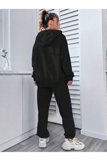 Mythologie Smile Written Tracksuit Set - Black Printed Set Jogger Sweatshirt Rubber Leg Hooded