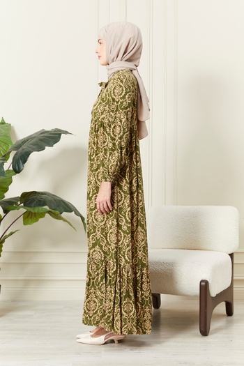 fistan Large Size Viscose Hijab Dress - Buttoned Front, Cotton