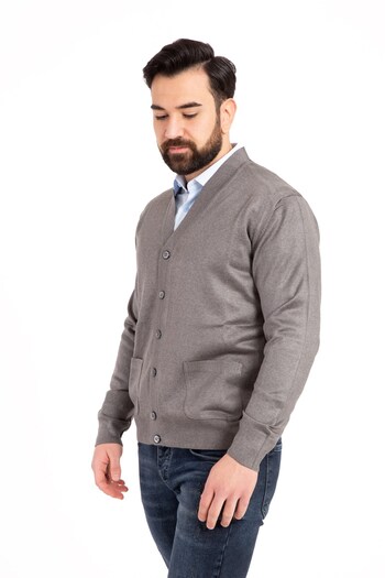 Mutlu City Men's Middle Age and Above Thin Wool Acrylic Knitwear Knitted Buttoned Dad Cardigan 5100