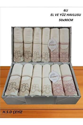 Sandık Dünyası 6-Piece Luxury Hand and Face Towels - Engagement Bundle Towel 0066