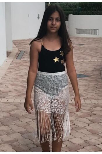 LOOK ME Lace Embroidered Tasseled White Girl's Pareo by Nessi Byrd
