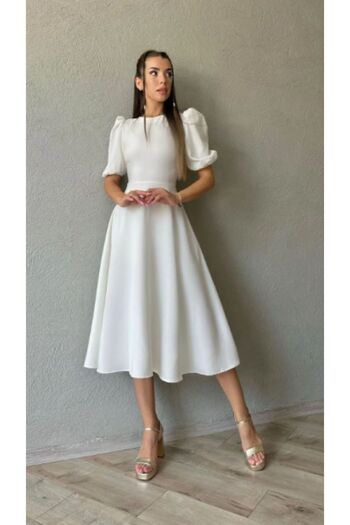 MRY BUTİK ROCHIE ÎNCHISĂ ALBĂ CU MÂNECĂ BALONĂ