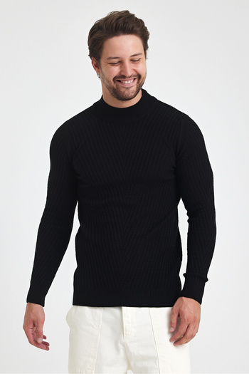 Tarz Cool men's Patterned Cotton knitwear Sweater - Half Turtleneck, Standard Fit