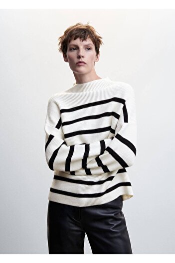 MANGO Woman Striped Rib Sweater