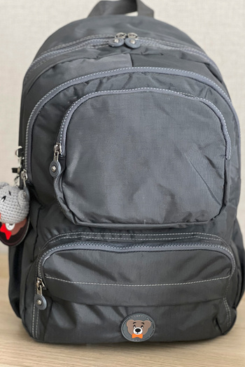FCSTORE Unisex School Bag - Waterproof Clinker Fabric, Dark Gray, Medium Size, 40x30cm Travel Laptop Bag