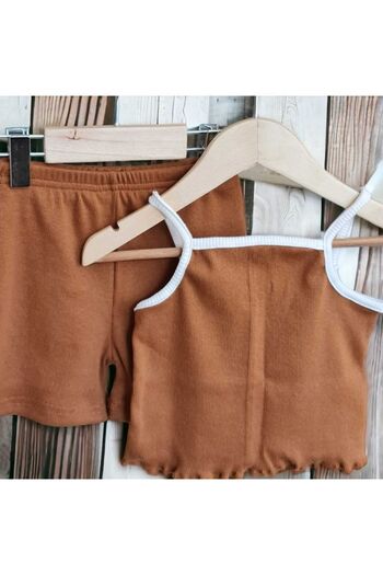 BEBEĞİME ÇORAP Summer Baby Girl Strap T-Shirt - Shorts Set of 2