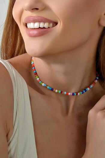 New Obsessions Bead Detailed Sand Necklace