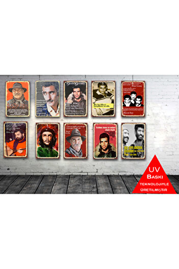 TAKIFİX Ahmet Kaya Yılmaz Güney Deniz Gezmiş Che Guevara Tuncel Kurtiz 10 Adet 20 x 30  CM  MDF Tablo Seti
