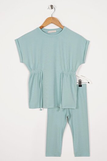 zepkids Crew Neck Green Color Girl's Thai Suit