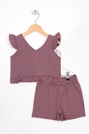 zepkids V-Neck Ruffle Detailed Murdum Girl's Set