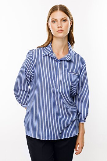 Mi Pret a Porter Half ButtoneD Mi Shirt Collar Blouse