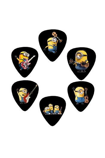 cantekin Gitar Pena 6 Adet 0.71mm Minoins Baskılı Özel Tasarım Baskılı Pena Ukulele Gitar Penası