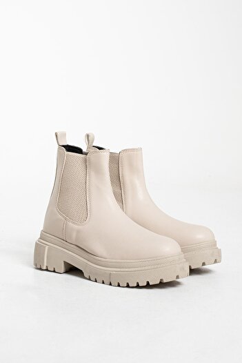 İnan Ayakkabı Women's Boots Beige (SOLE 5 CM)