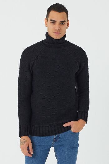 Tarz Cool Men's Black Thick Turtleneck Sweater