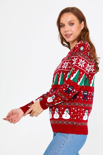 Tarz Cool Red Women's Christmas New Year Sweater