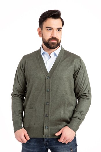 Mutlu City Men's Middle Age and Above Thin Wool Acrylic Knitwear Knitted Buttoned Dad Cardigan 5100
