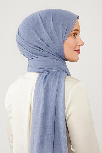 Levidor Denim Blue Wrinkled Fabric Hawaiian Shawl