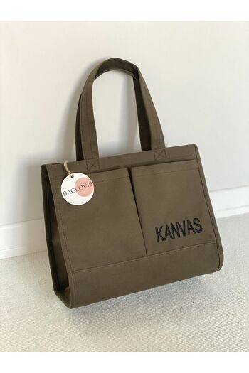 BAGLOVİS Large Shoulder Embroidered Canvas Bag