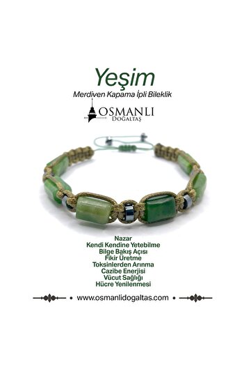 OSMANLI DOĞAL TAŞ Genuine Jade Hematite - String Bracelet (Cornered Macrame Model) Certified Natural Stone