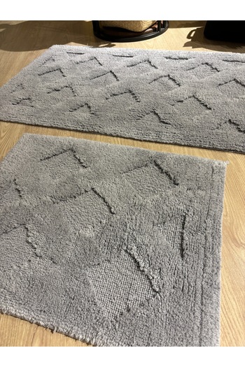 MaVaux Bellis 2-piece Natural Cotton Bath Mat Set - 60x100 50x60 Cm