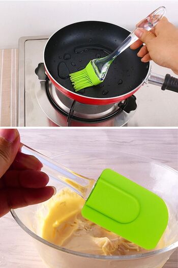 Orvila Silicone Spatula and Egg Brush Set oF 2 - FireprooF and Non-stick