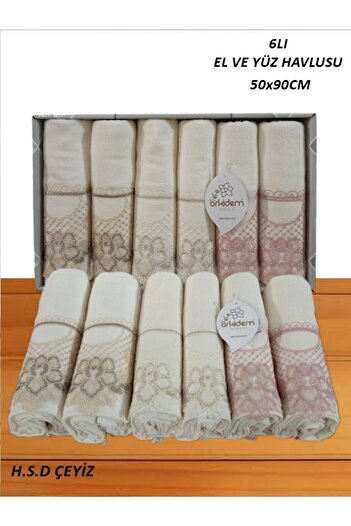 Sandık Dünyası 6-Piece Luxury Hand and Face Towels - Engagement Bundle Towel 0066