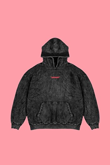 Sekizbiraltı Πλένεται μαύρη Asperitas Back Printed Oversize Unisex Hoodie
