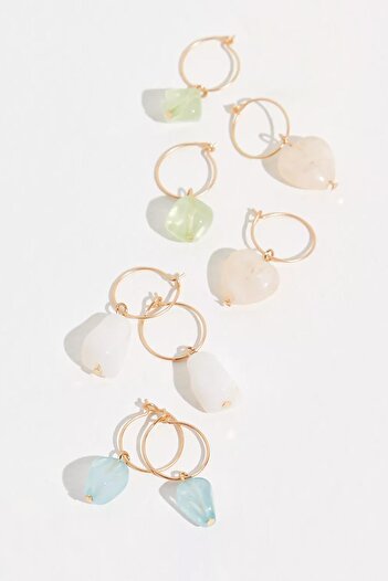 New Obsessions Set of 8 Natural Broken Stone Sunny Hair Earrings