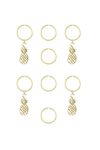 New Obsessions Gold Color Pineapple Pineapple Hair Earrings - 8 Pieces