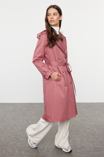 Trendyol Collection Dried Rose Belted Trench Coat - Regular Fit TWOSS20TR0012