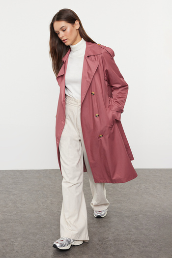 Trendyol Collection Dried Rose Belted Trench Coat - Regular Fit TWOSS20TR0012