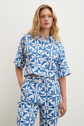 Never more Blue Pipe Leg - Elastic Waist Trousers